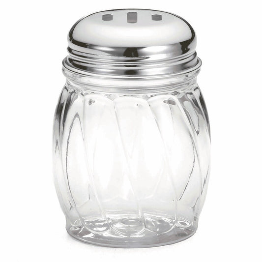 Tablecraft  6 Oz Swirl Plastic Shaker, Chrome Plated Metal Slotted Top P260SL