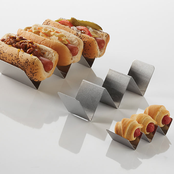 American Metalcraft TACO HOLDER, SS, MINI, 2 OR 3 COMPARTMENTS  4" L X 2" W X 1" H MTSH3