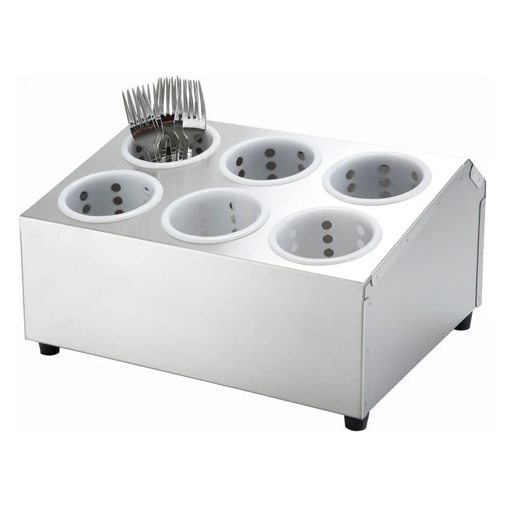 Winco Stainless Steel Flatware Cylinder Holder, Six Holes FC-6H