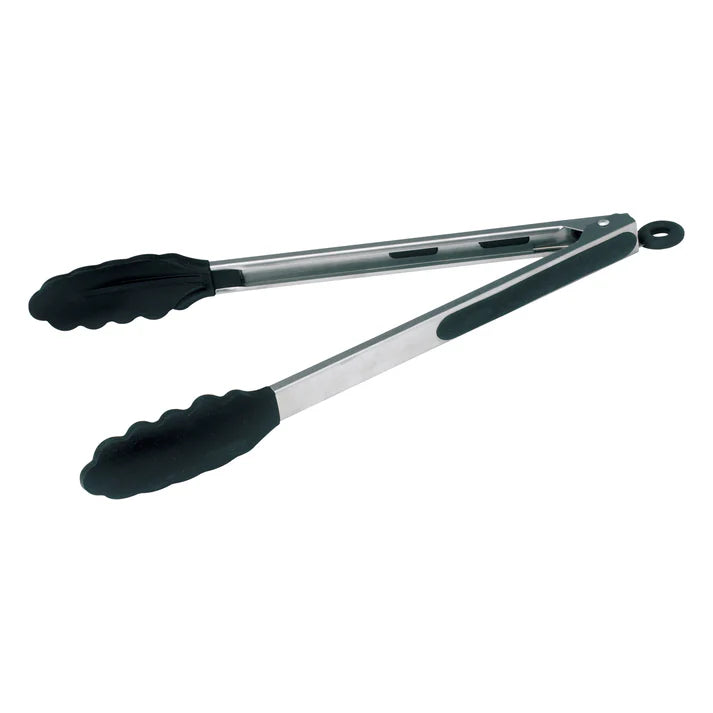 Winco Silicone Grip Utility Tongs with Lock Clip, Stainless Steel - 12 UTS-12K