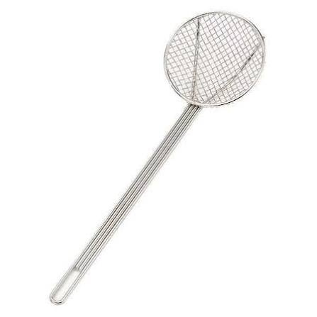CRESTWARE Skimmer: Round, 6 in Head Wd, 14 1/4 in Handle Lg, 19 in Overall Lg, Steel, Chrome