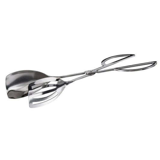 Winco 10" Slotted and Solid Spatula Salad Tongs, Mirror Finish Stainless Steel ST-10S