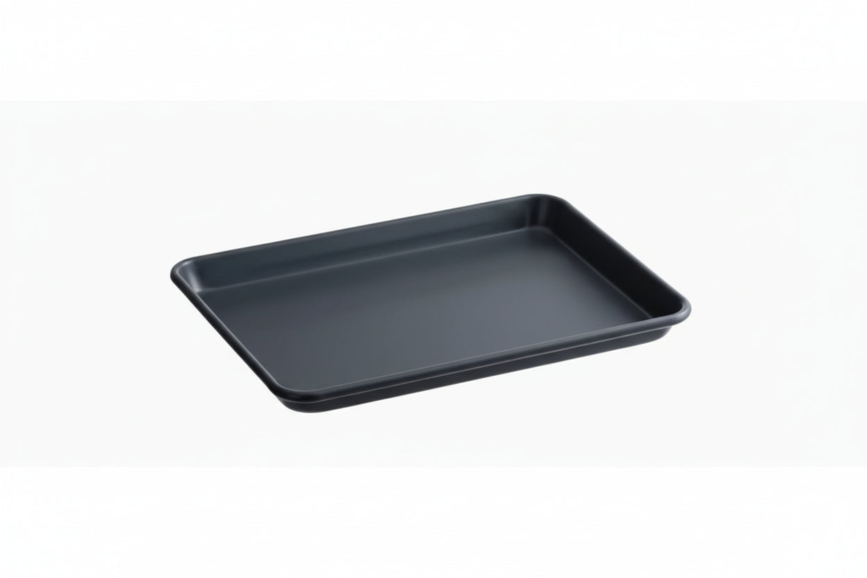 Baker's Lane Quarter Size 19-Gauge Non-Stick 9 1/2" x 13" Black Wire in Rim Aluminum Bun / Sheet Pan / Tray