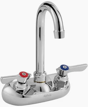 Krowne Silver Series 10-400L Wall-Mount Faucet with 0.5 GPM Aerator, 3 1/2" Gooseneck Nozzle, and Lever Handles