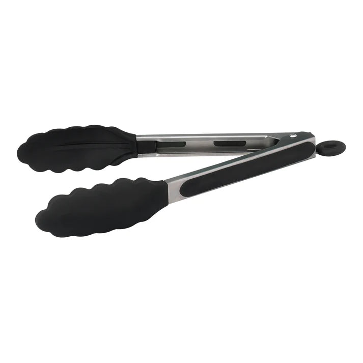 Winco Silicone Grip Utility Tongs with Lock Clip, Stainless Steel - 9" UTS-9K